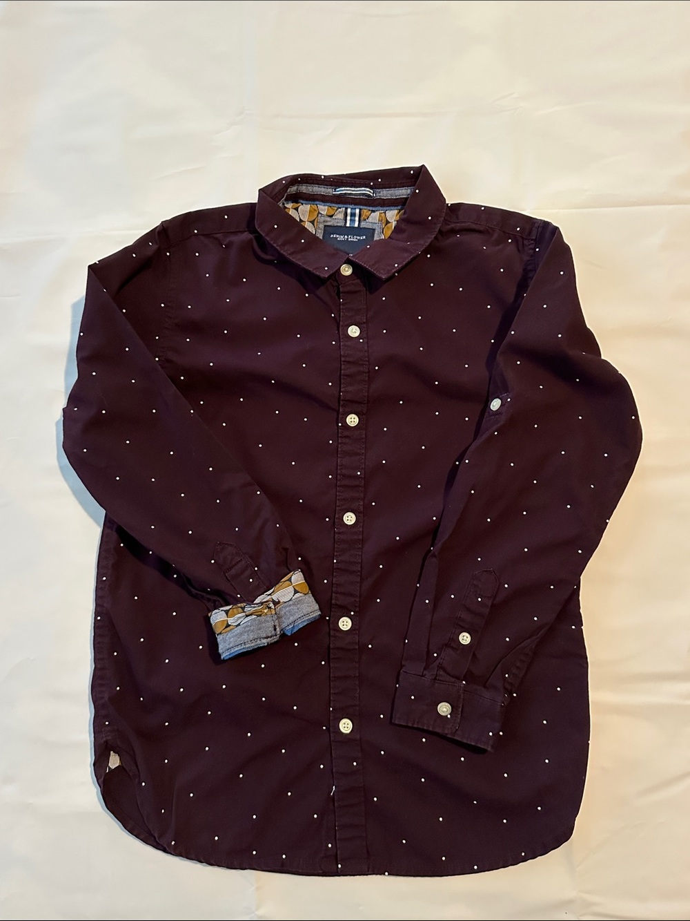 Kids clothes Cactus Navy Dot & Burgundy Micro Dot Button-Down Shirts size 8-10 - Picture 3 of 12